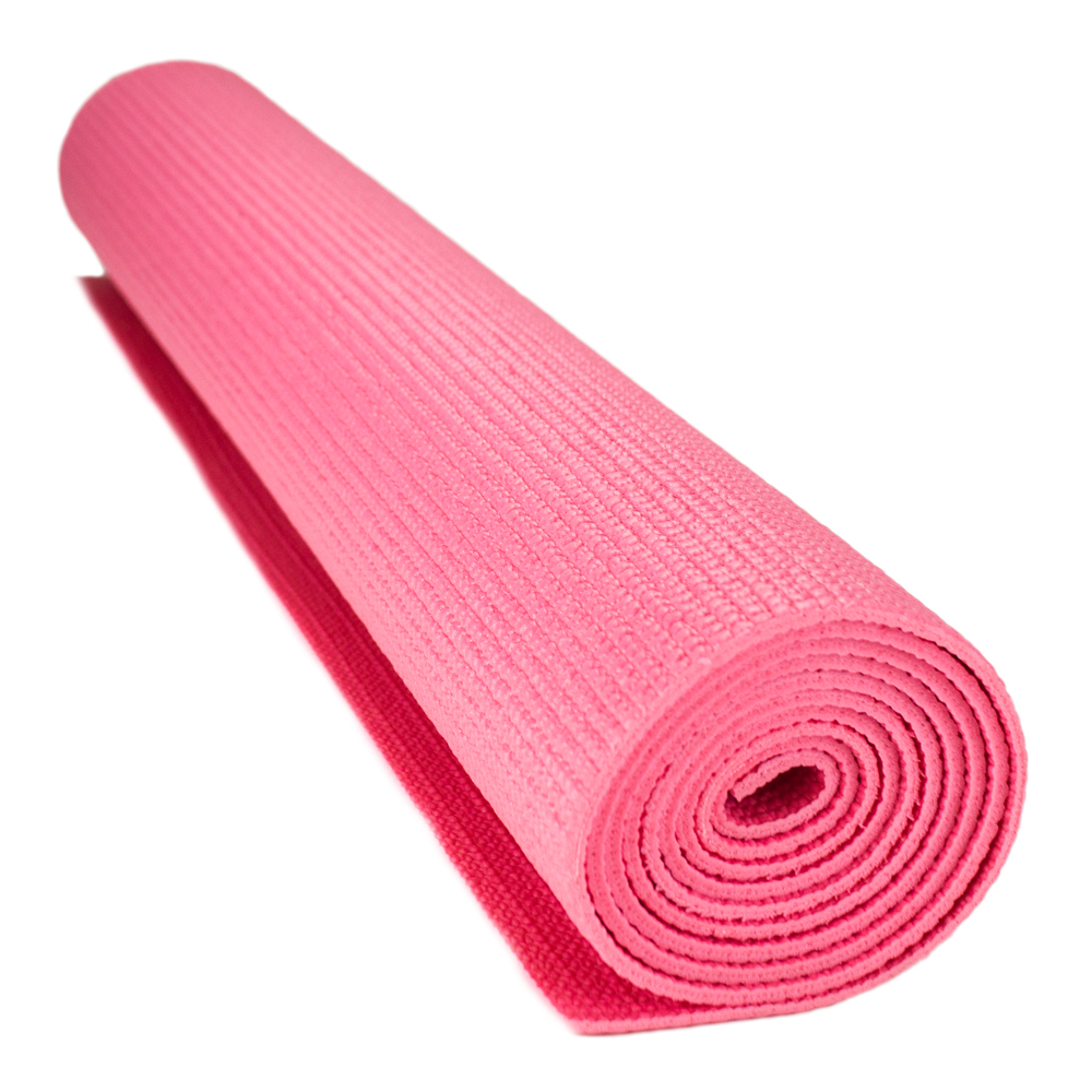 1/8-inch (3mm) Compact Yoga Mat with No-Slip Texture – Pink –